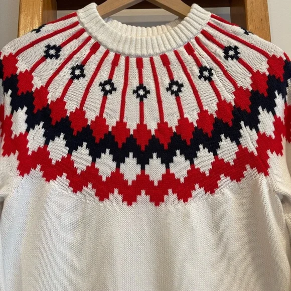 J. Crew Factory SZ M Red White and Blue Fair Isle Ski Sweater! - Picture 2 of 11